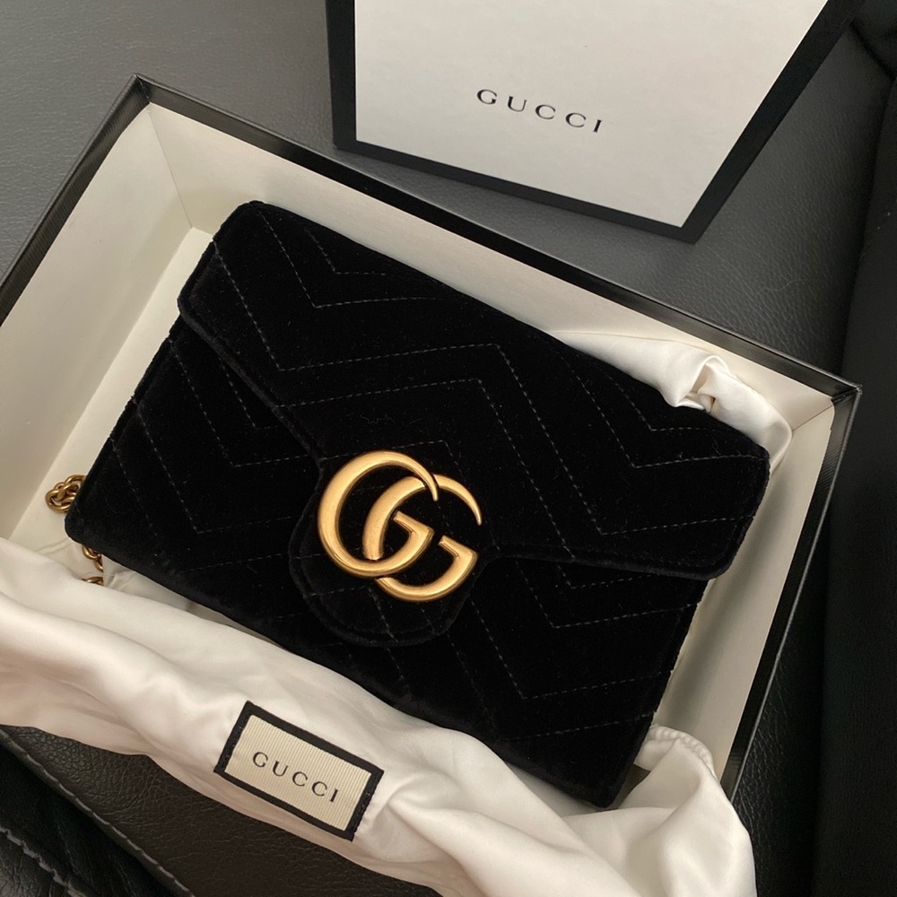 Gucci GG Marmont Chain Matelasse Velvet bag